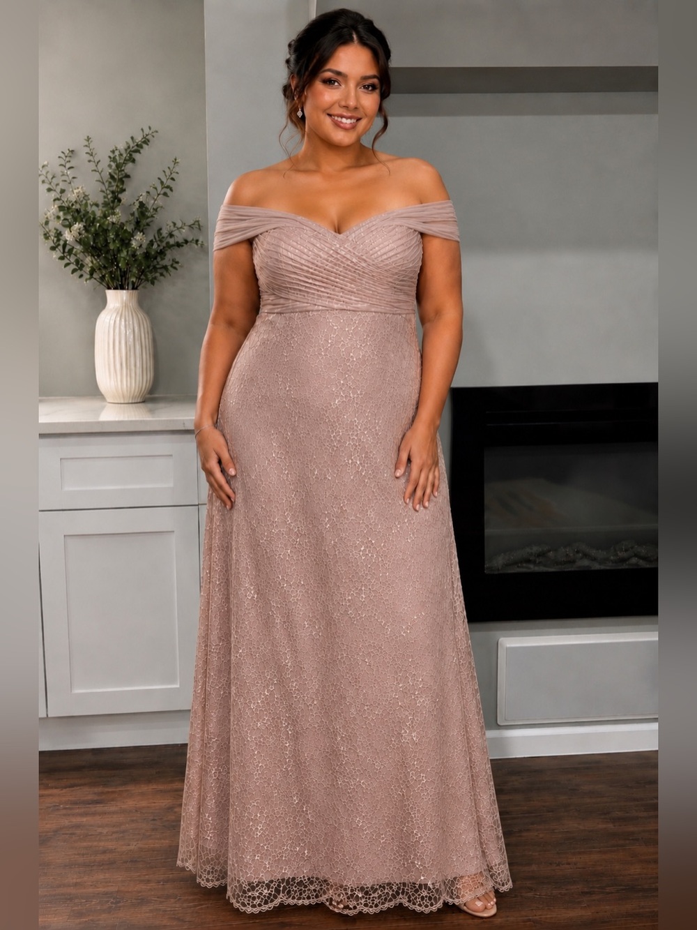 JENNY YOO JY524 Talia Bridesmaid Dress Tuscan Beige | Size 14